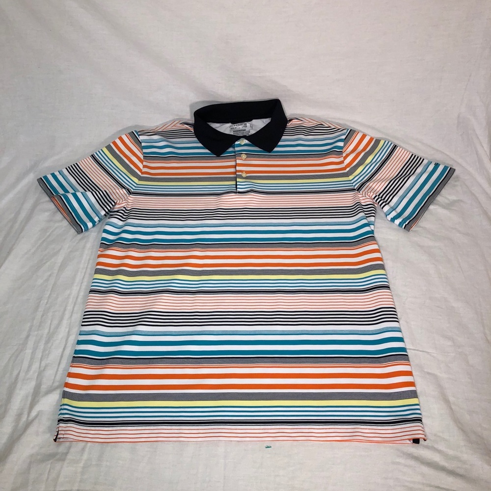 Men’s Chaps Golf Striped SS Polo Shirt Size Large - Picture 1 of 6